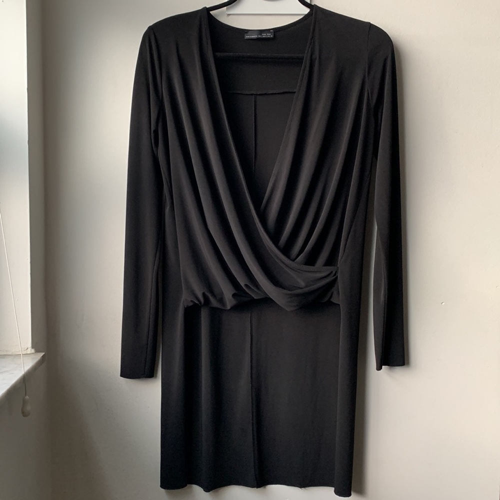 Black Draped Hi-Lo Blouse